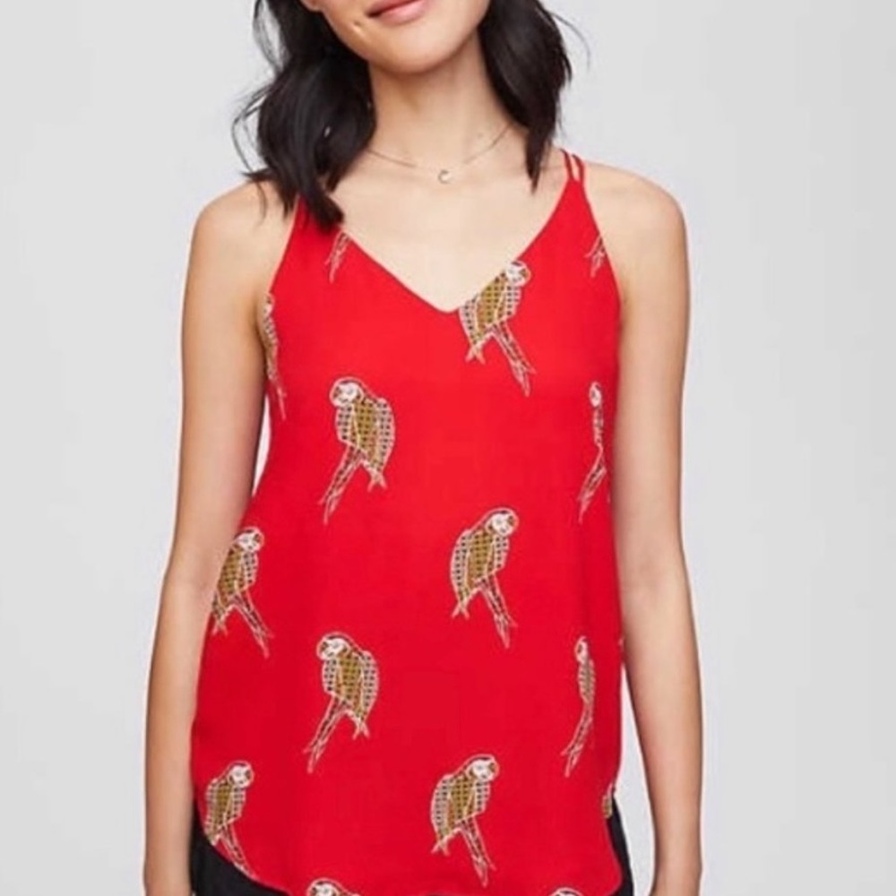 Loft Red Parrot Tank Blouse